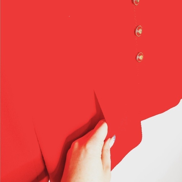 Vintage Herbert Grossman Cynthia Sobel Red Skirt Suit Size 10 Blazer 100% Wool - Picture 9 of 16